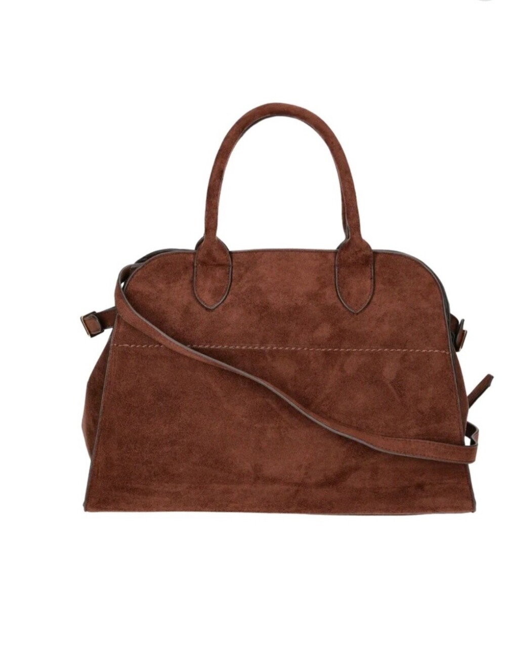 Brown Suede Top-Handle Satchel Bag - Elegant Everyday Style